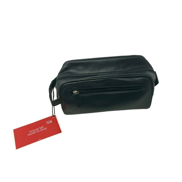 Black Pebbled‎ Vinyl Travel Kit - Top Zipper, 2 Zipper pockets - Picture 3 of 10